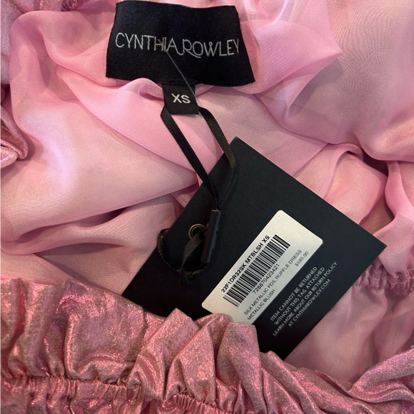 NWT Cynthia Rowley Pink Silk Ruffle Off Shoulder Mini Dress $600 Retail Size XS - Picture 7 of 10